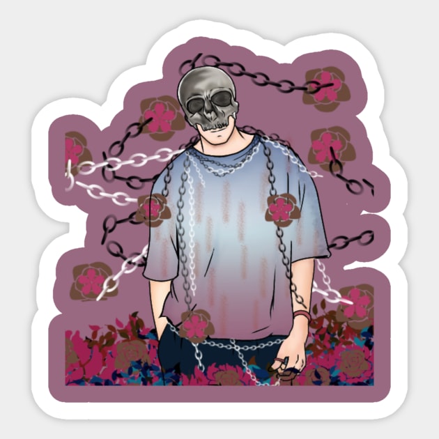 Chained skull Sticker by Sarri